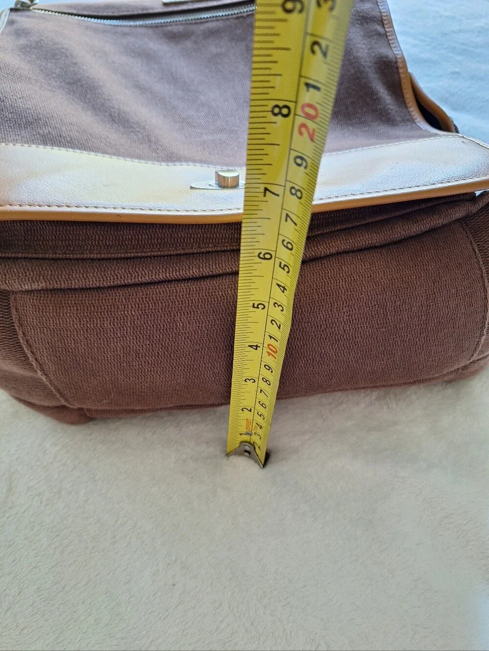 BODHI Genuine Leather & Canvas Messenger Bag Briefcase Brown 12x13